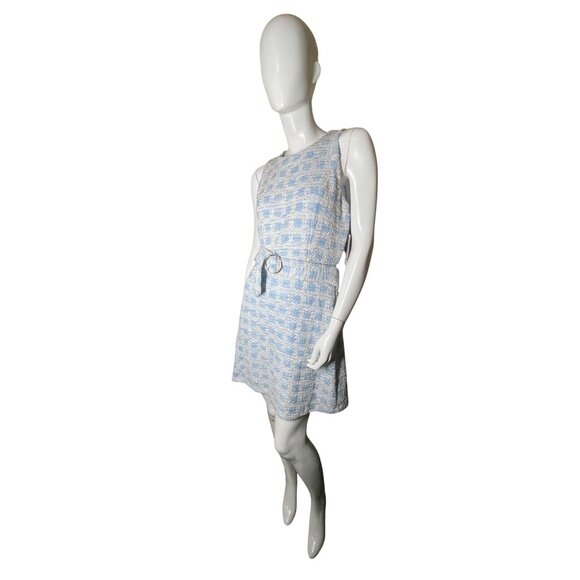 Women's Size‎ 10 Mini Dress Blue & White Tweed Sleeveless A-line Dress by Taylor - Picture 7 of 16